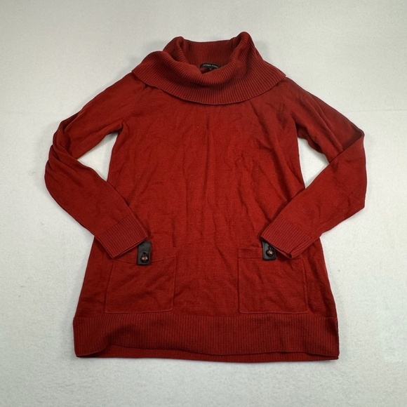 Jeanne Pierre Cowl Neck Sweater Womens SZ Small Orange Rust Long Sleeve Pockets - Picture 1 of 7